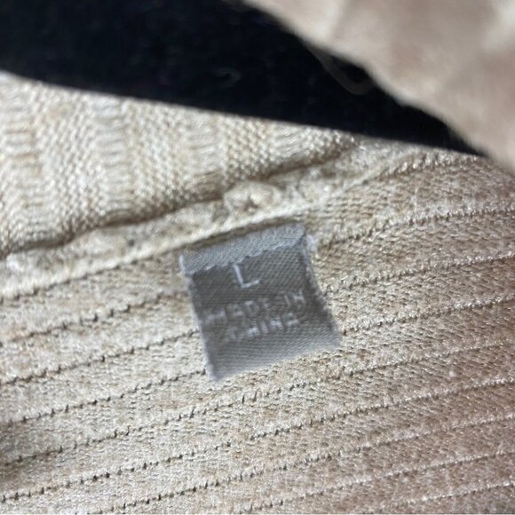 Cyrus Neutral Open Front Long Sleeve Pockets Ribbed Knit Cardigan Large Cream - Picture 6 of 8